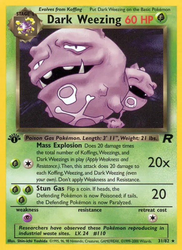 Dark Weezing – 31/82 – Pokemon Team Rocket 1st Edition Rare Card WOTC NM