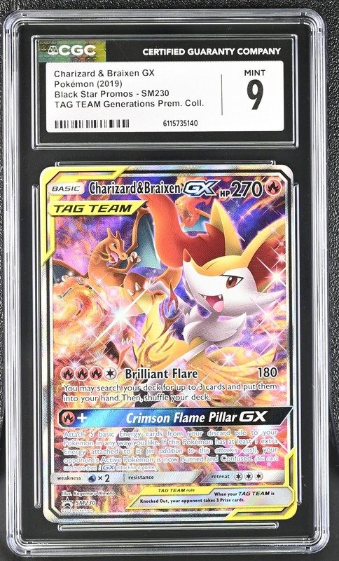 CGC 9 MINT Charizard & Braixen GX 2019 Black Star Promos SM230 Pokemon Card