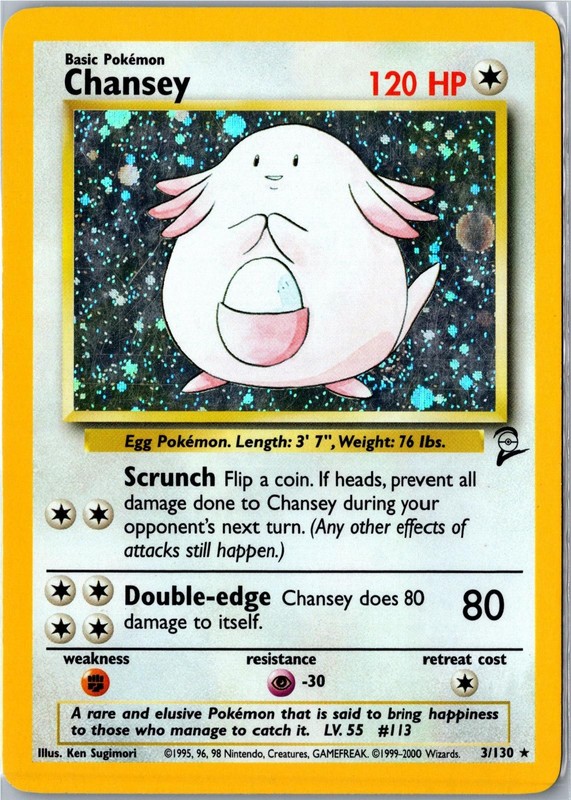 Pokemon Card – Chansey Base Set 2 3/130 2000 Rare Holo Moderately Played