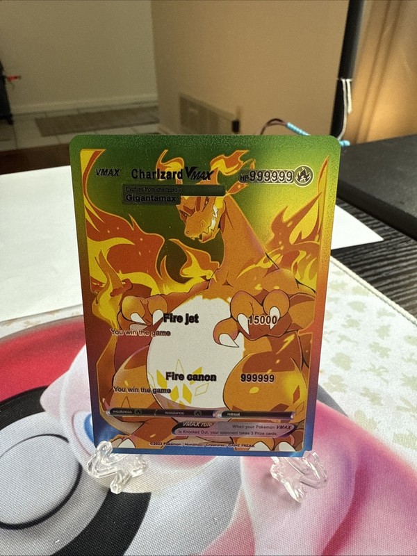Charizard Vmax Rainbow Foil Hp999999 Fan Art Card Fire Jet 💥💥💥💥💥