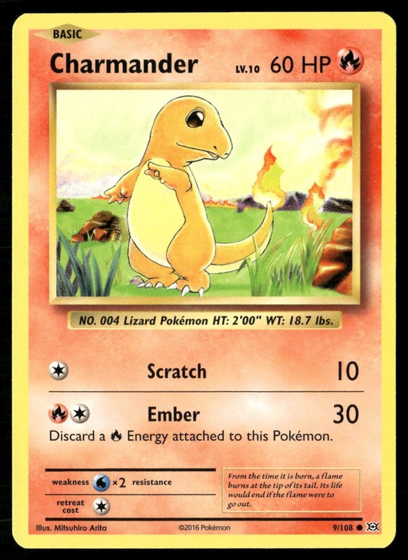 Charmander 9/108 Common Evolutions Pokemon Lightly Played