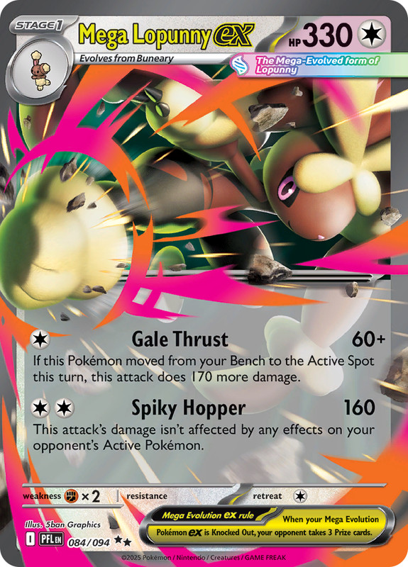 Mega Lopunny ex 084/094 – Phantasmal Flames- Pokemon TCG – Double Rare
