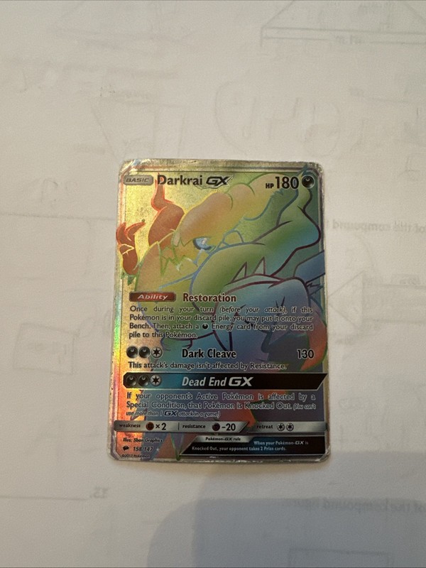 Darkrai GX Rainbow Rare 158/147 Burning Shadows Pokemon Card LP