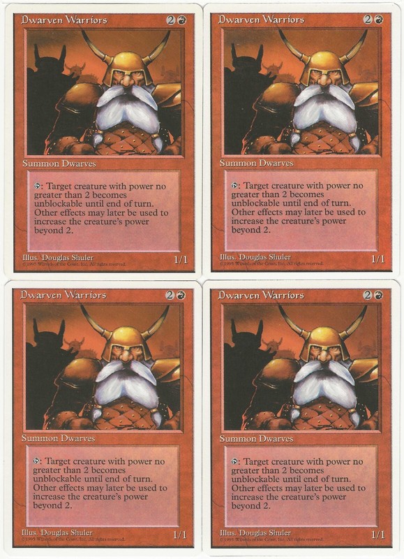MTG Dwarven Warriors x4 4th Fourth Edition Common LP Playset
