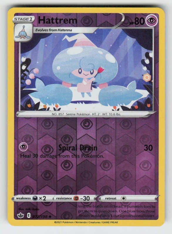 Reverse Holo Hattrem 072/198 Uncommon Chilling Reign Near Mint
