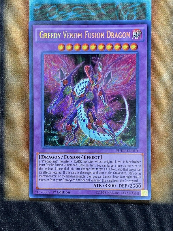 Yugioh Greedy Venom Fusion Dragon FUEN-EN010 Secret Rare 1st Ed NM