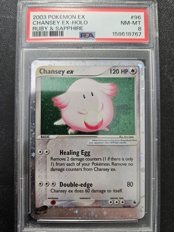 Pokemon PSA 8 EX Ruby Sapphire Chansey EX Ultra Rare Holo SWIRL 96/109 NM-MINT