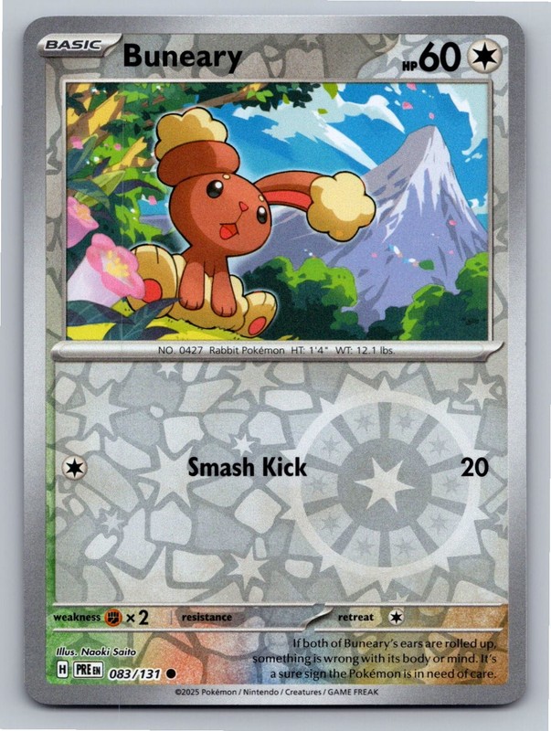 Buneary 083/131 Common Prismatic Evolutions Pokemon Reverse Holo Near Mint
