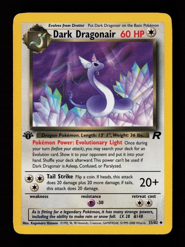 Dark Dragonair 33/82 1st Edition Uncommon Team Rocket Pokemon Cards
