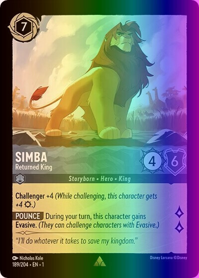 Lorcana Simba – Returned King (189/216) The First Chapter LP FOIL