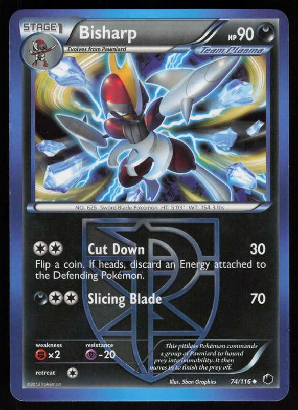 Bisharp (Team Plasma) 74/116 Plasma Freeze 5ban Graphics Art Pokemon TCG Card