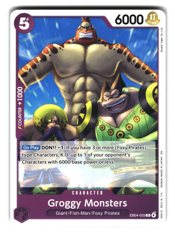 Groggy Monsters EB04-033 One Piece Card Foxy Pirates Giant Fish-Man