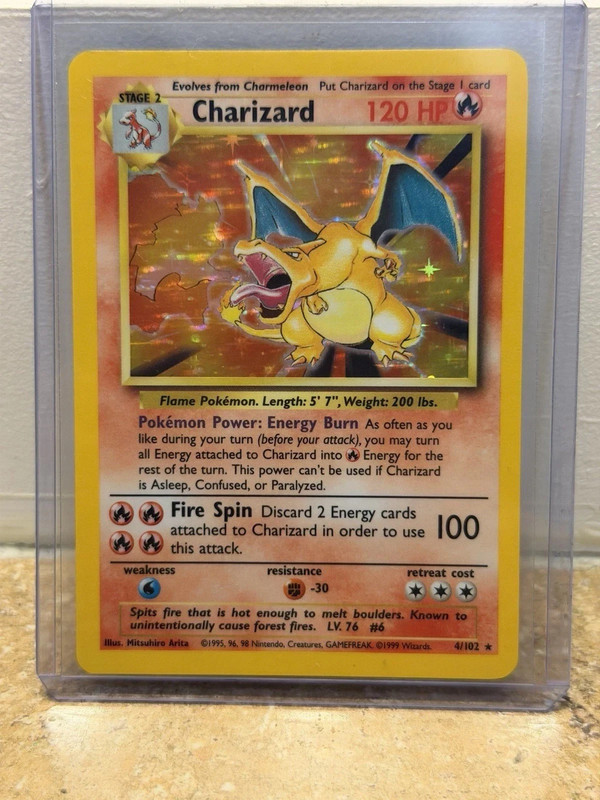 Pokémon TCG Charizard 4/102 Base Set Unlimited Holo Rare HP – Nintendo 1999 Card