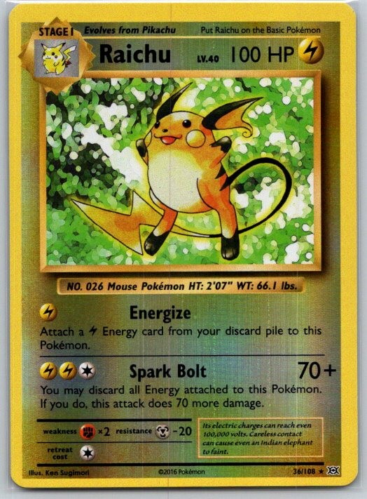 Raichu 36/108 Reverse Holo XY – Evolutions NM