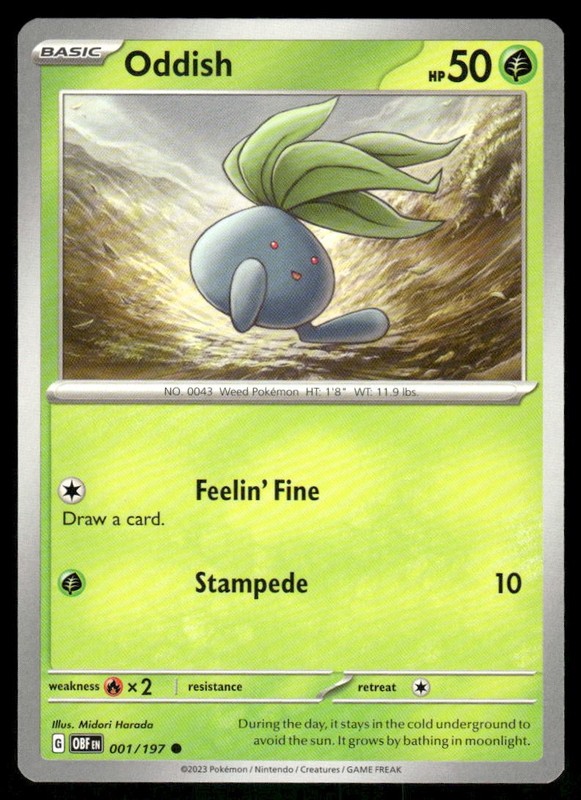Oddish 001/197 – Obsidian Flames – Common NM