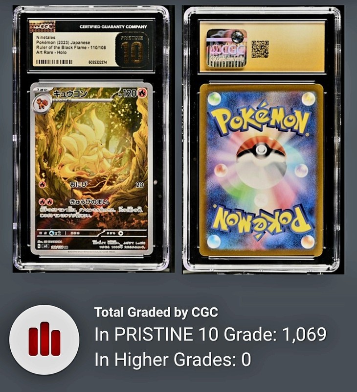 Ninetales 110/108 Sv3: Ruler of the Black Flame Holo (Japanese) CGC PRISTINE 10 gallery