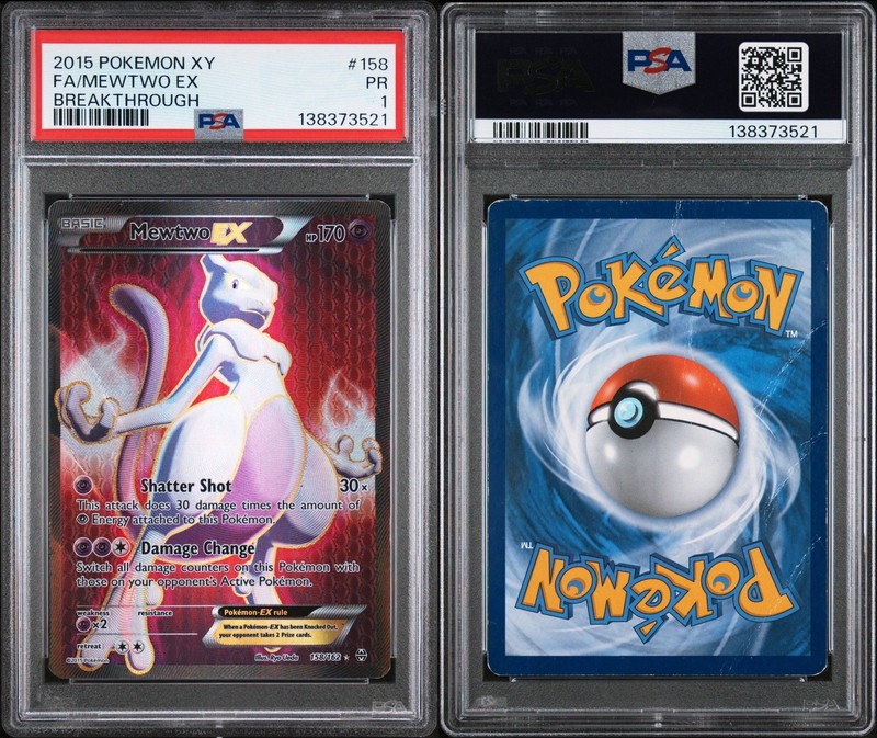 PSA 1 2015 Pokemon XY Breakthrough Full Art Mewtwo EX 158/162 Holo Foil Rare