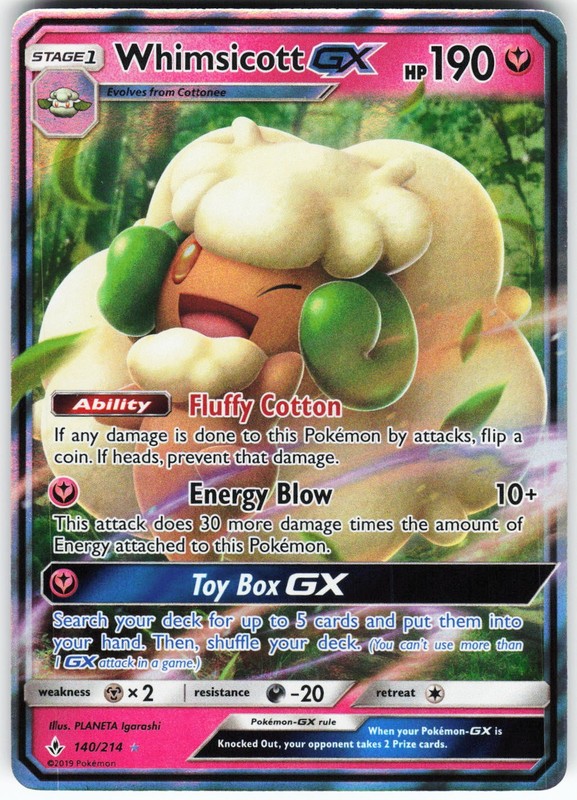 Whimsicott GX 140/214 Pokemon SM – Unbroken Bonds Holo Ultra Rare MP