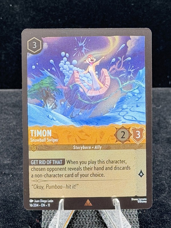 Disney Lorcana-Winterspell-Timon-Snowball Swiper-#16-Cold Foil-M/NM gallery