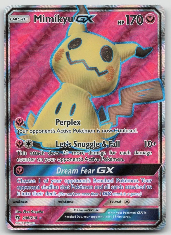 LP Mimikyu GX Full Art 206/214 Sun Moon Lost Thunder Pokemon card English