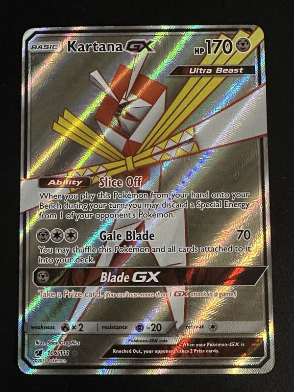 Kartana GX 106/111 Pokemon Crimson Invasion Ultra Rare Full Art Holo Damaged