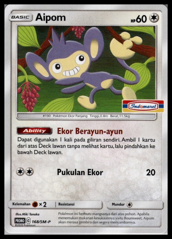Aipom 168/SM-P | Pokemon Indomaret Stamped Promo Indonesian [US Seller]