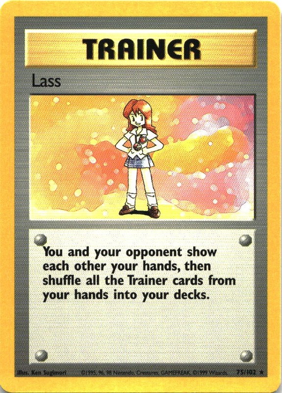 Lass 75/102 Rare Base Set Unlimited Pokemon Moderately Played