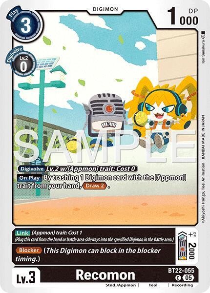 1x BT22-055 Recomon Cyber Eden Digimon Card Game x1
