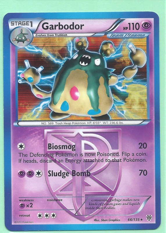 2012 GARBODOR 66/135 PLASMA STORM Pokemon Card -RARE – HOLO NM/M