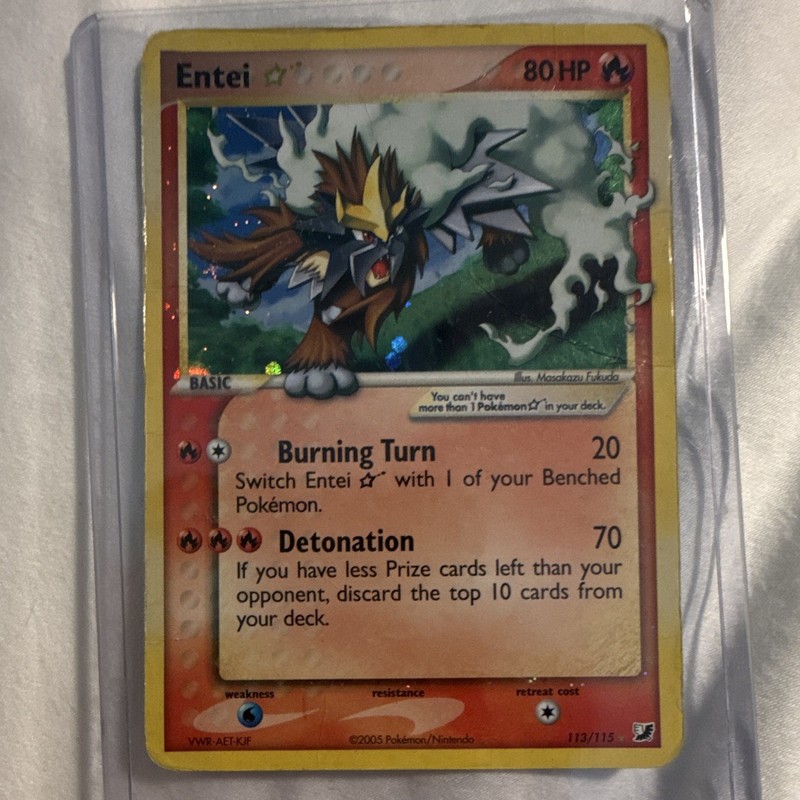 Pokemon TCG Entei Star 113/115 Unseen Forces Holo Ultra Rare English 2005 80HP