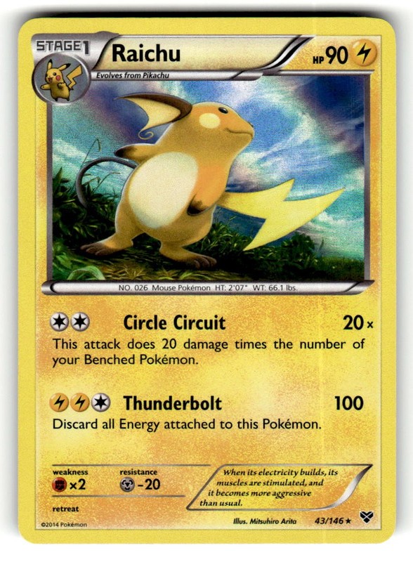 Raichu 43/146 Rare XY Holo Pokemon Lightly Played
