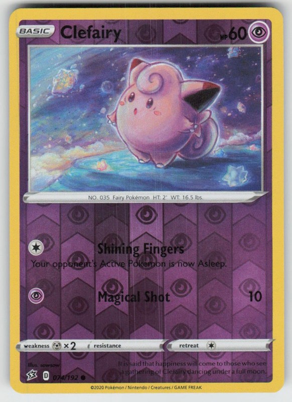PO-04 Reverse Holo Clefairy 074/192 Common SWSH02: Rebel Clash NM