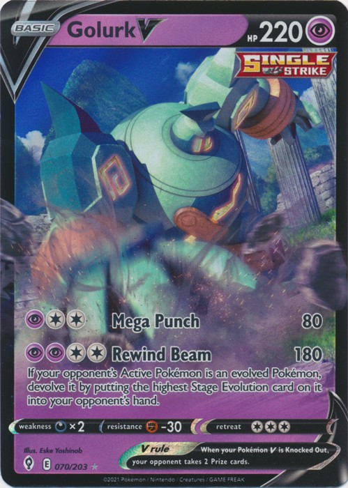 Holo Golurk V 070/203 Ultra Rare SWSH07: Evolving Skies