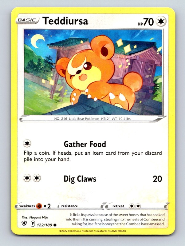 Teddiursa HP 70 Gather Food Attack Little Bear Pokémon