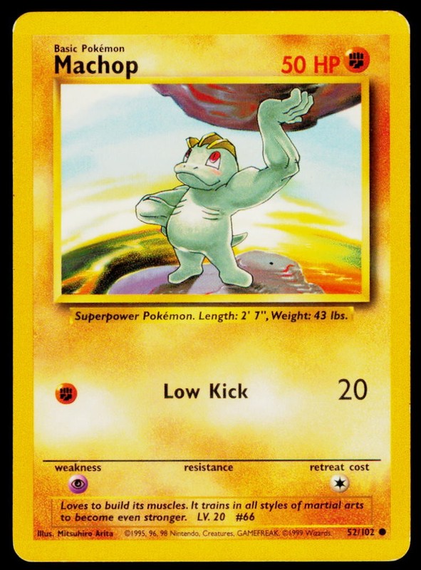 Machop Common Base Set (Shadowless) 052/102 MP