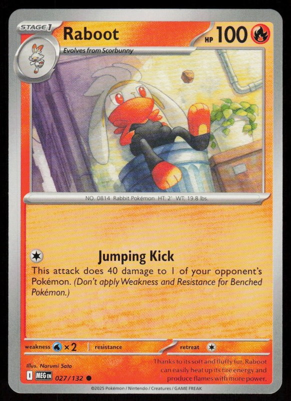 Raboot 027/132 Common Mega Evolution Pokemon Near Mint