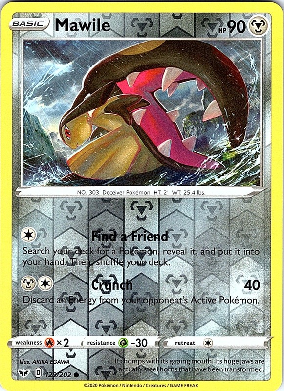 Mawile Reverse Holo Common SWSH01: Sword & Shield Base Set 129/202 NM