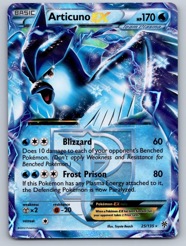 Articuno EX 25/135 Holo EX Rare Plasma Storm Pokemon Holo Heavily Played