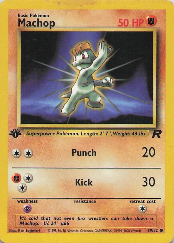 Machop 1st Edition Common Team Rocket 59/82 HP