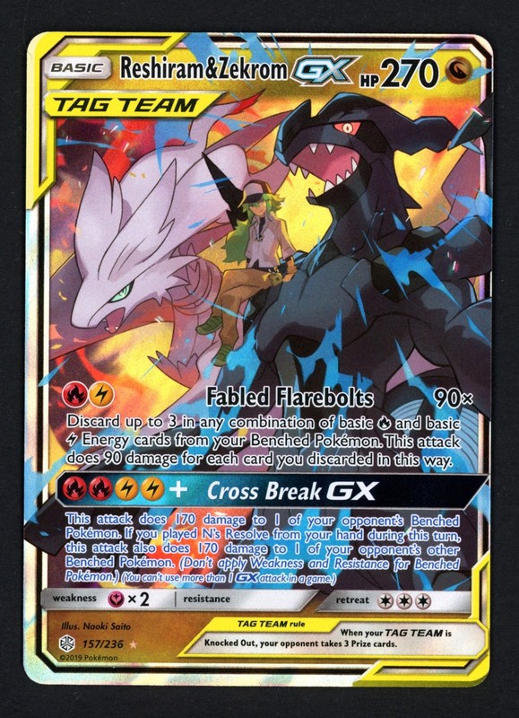 Reshiram & Zekrom GX 157/236 Cosmic Eclipse Ultra Rare Pokemon TCG