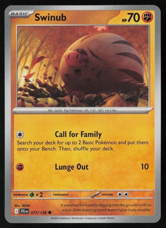 Swinub 077/159 Pokemon Journey Together Common Near Mint