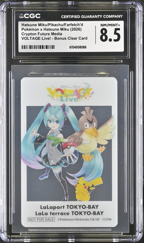 CGC 8.5 PokeMiku Pokemon Hatsune Miku Pikachu Farfetch’d VOLTAGE LIVE Clear Card