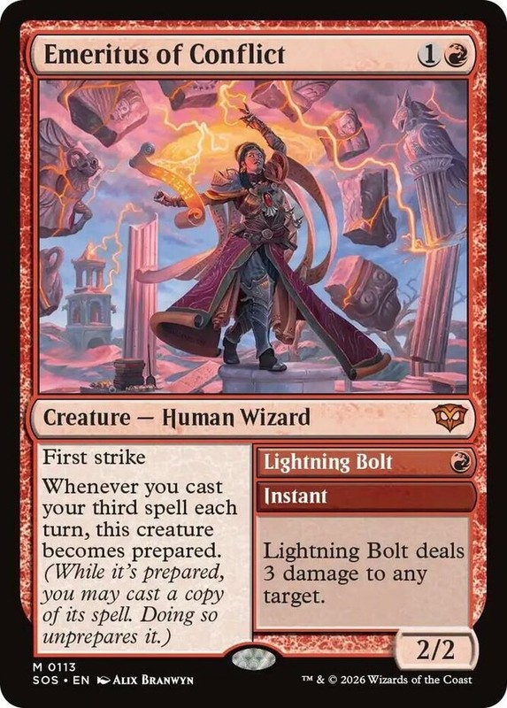 MTG Emeritus of Conflict, NM-Mint, English Secrets of Strixhaven