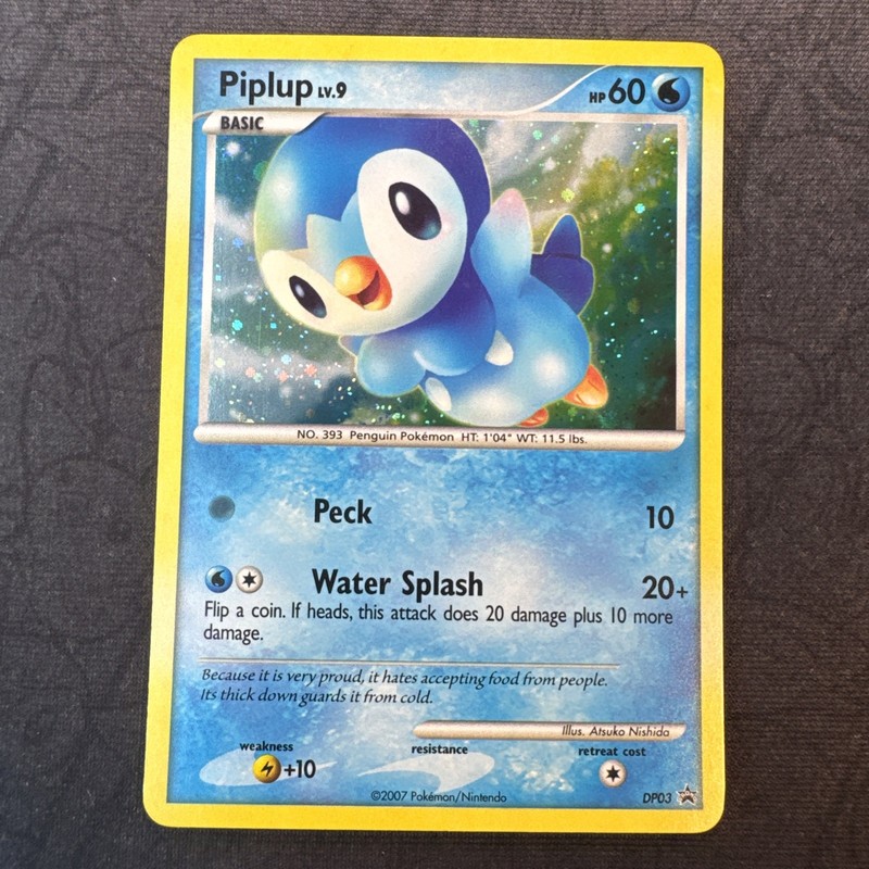 Corner Swirl !!! Piplup Black Star PROMO Holo DP03 Pokemon MJ