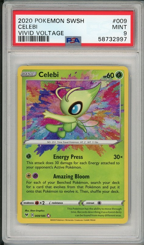 2020 Pokemon SWSH Vivid Voltage Celebi Holo #009 PSA 9
