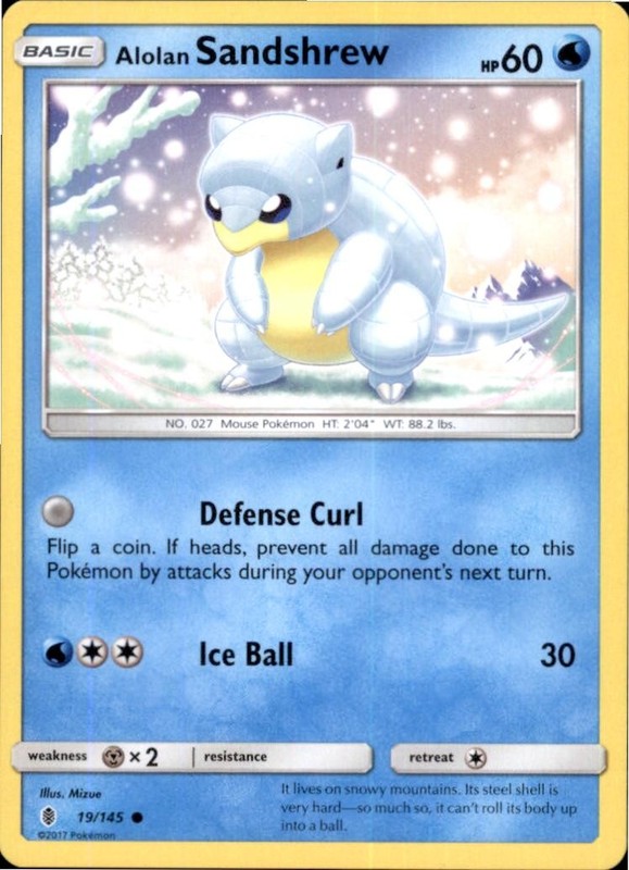 Alolan Sandshrew 19/145 Common Guardians Rising Pokemon Near Mint