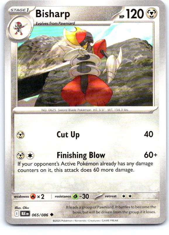 Bisharp 065/086 Uncommon Black Bolt Pokemon Near Mint