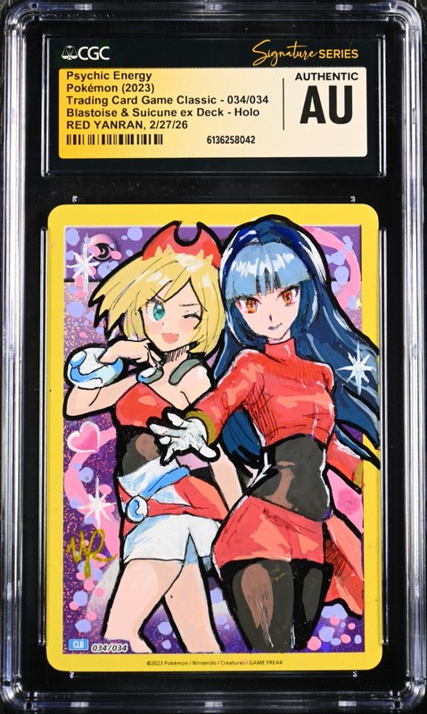 CGC AUTHENTIC AUTO Psychic Energy Red Yanran Sig. Irida & Sabrina Holo Pokémon