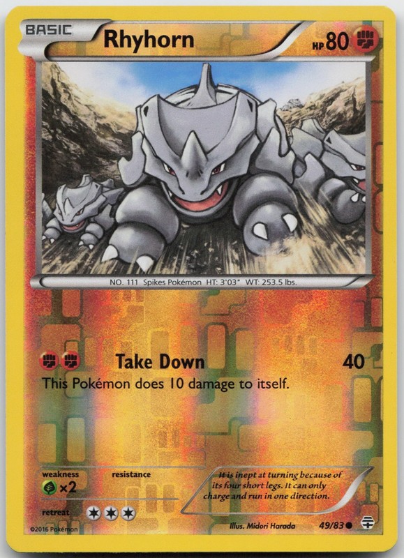 Rhyhorn Common Fighting Generations 49/83 LP 2016 Midori Harada Reverse Holo