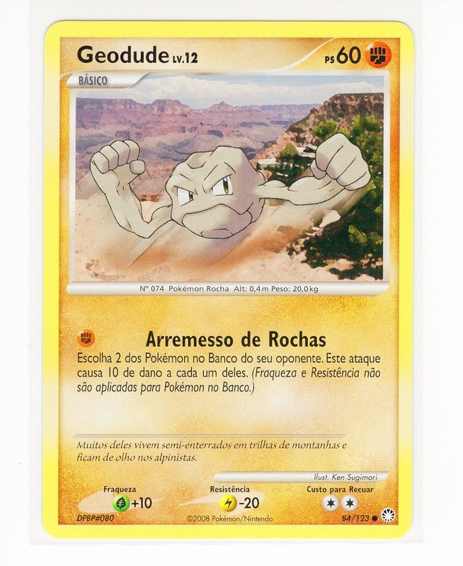 1x ~PT~ PORTUGUESE Geodude 84/123 DP Mysterious Treasures Pokemon Card (PE2)